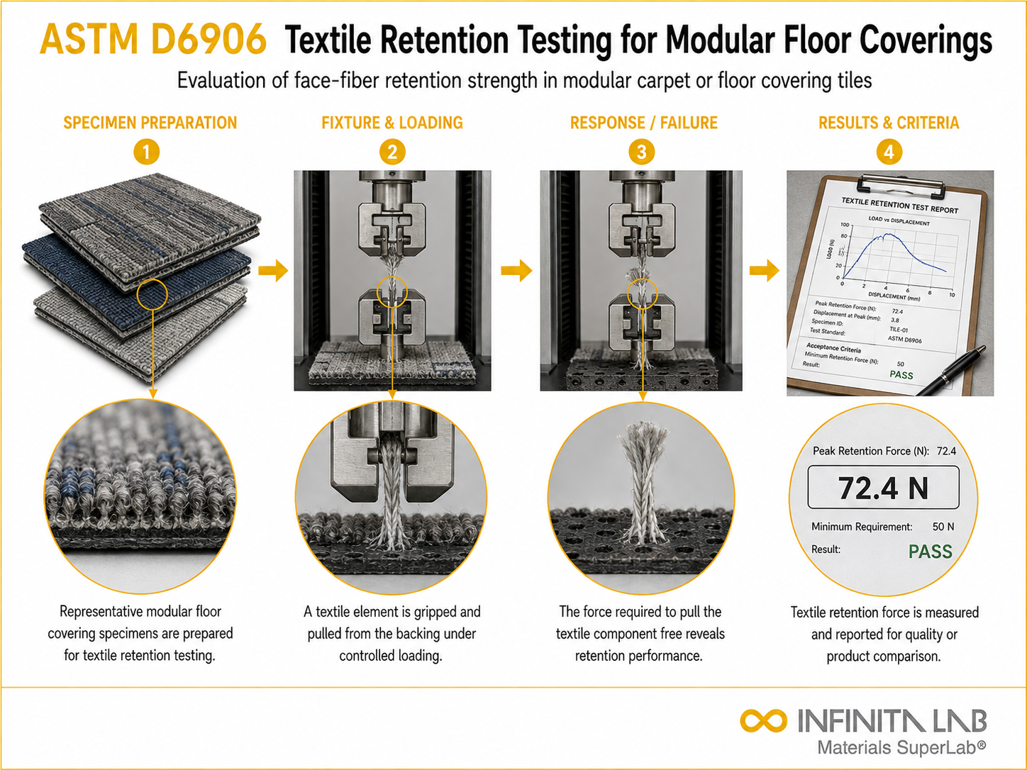 ASTM D6906 Textile Retention Testing for Modular Floor Coverings