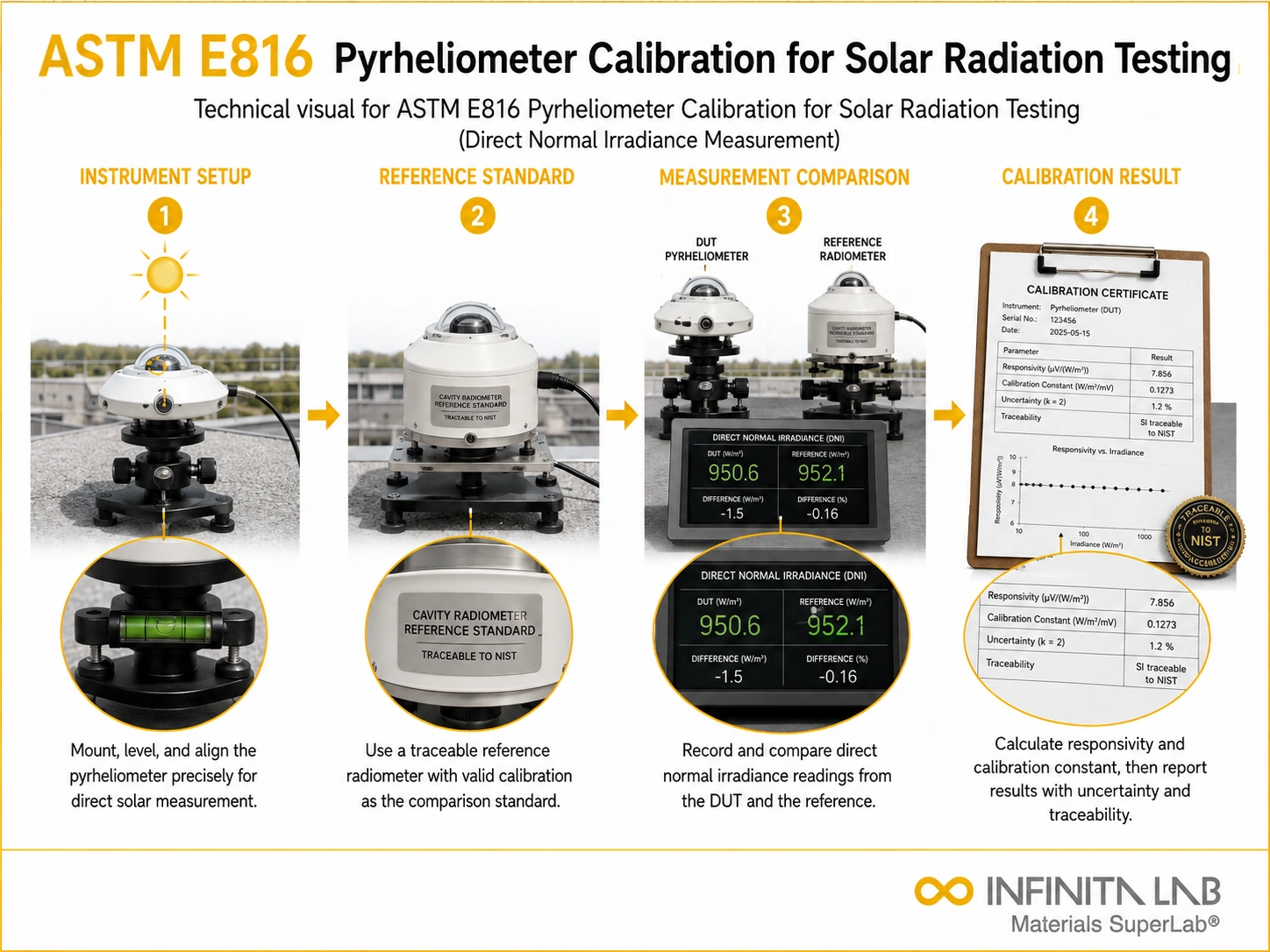 ASTM E816 Pyrheliometer Calibration for Solar Radiation Testing
