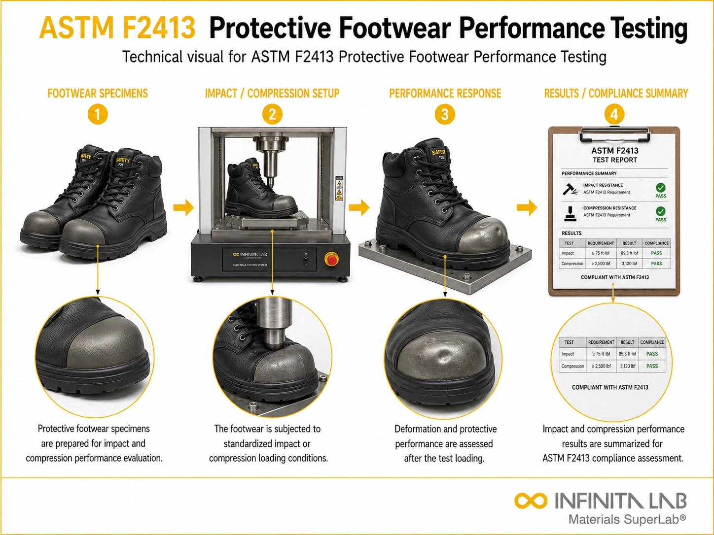ASTM F2413 Protective Footwear Performance Testing