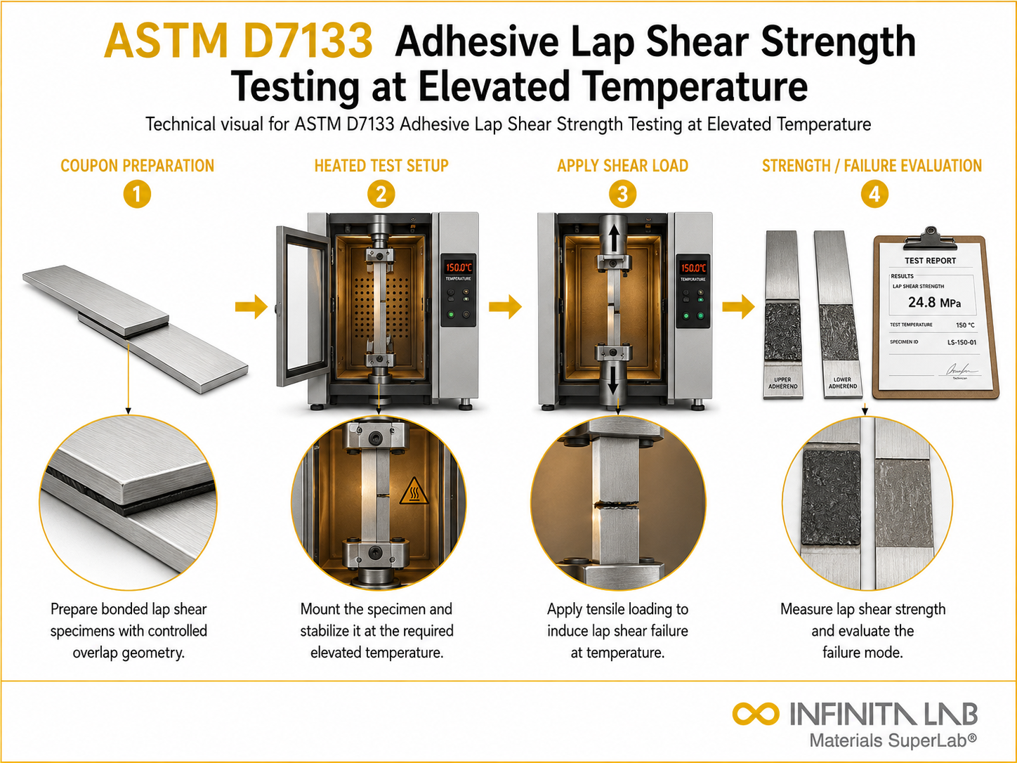 ASTM D7133 Adhesive Lap Shear Strength Testing at Elevated Temperature
