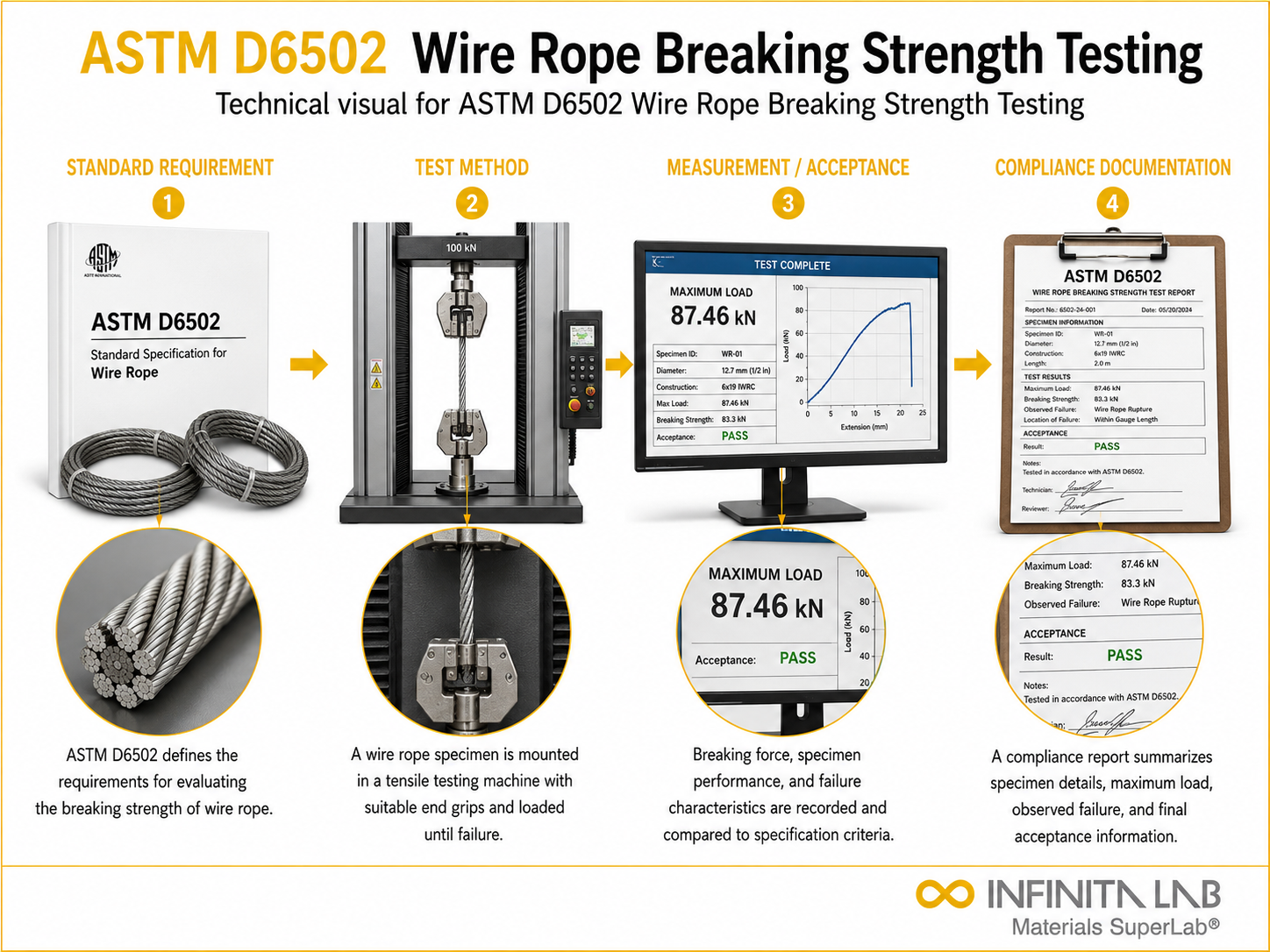 ASTM D6502 Wire Rope Breaking Strength Testing