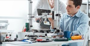 Electronic PCB components being tested for chemical composition and RoHS compliance