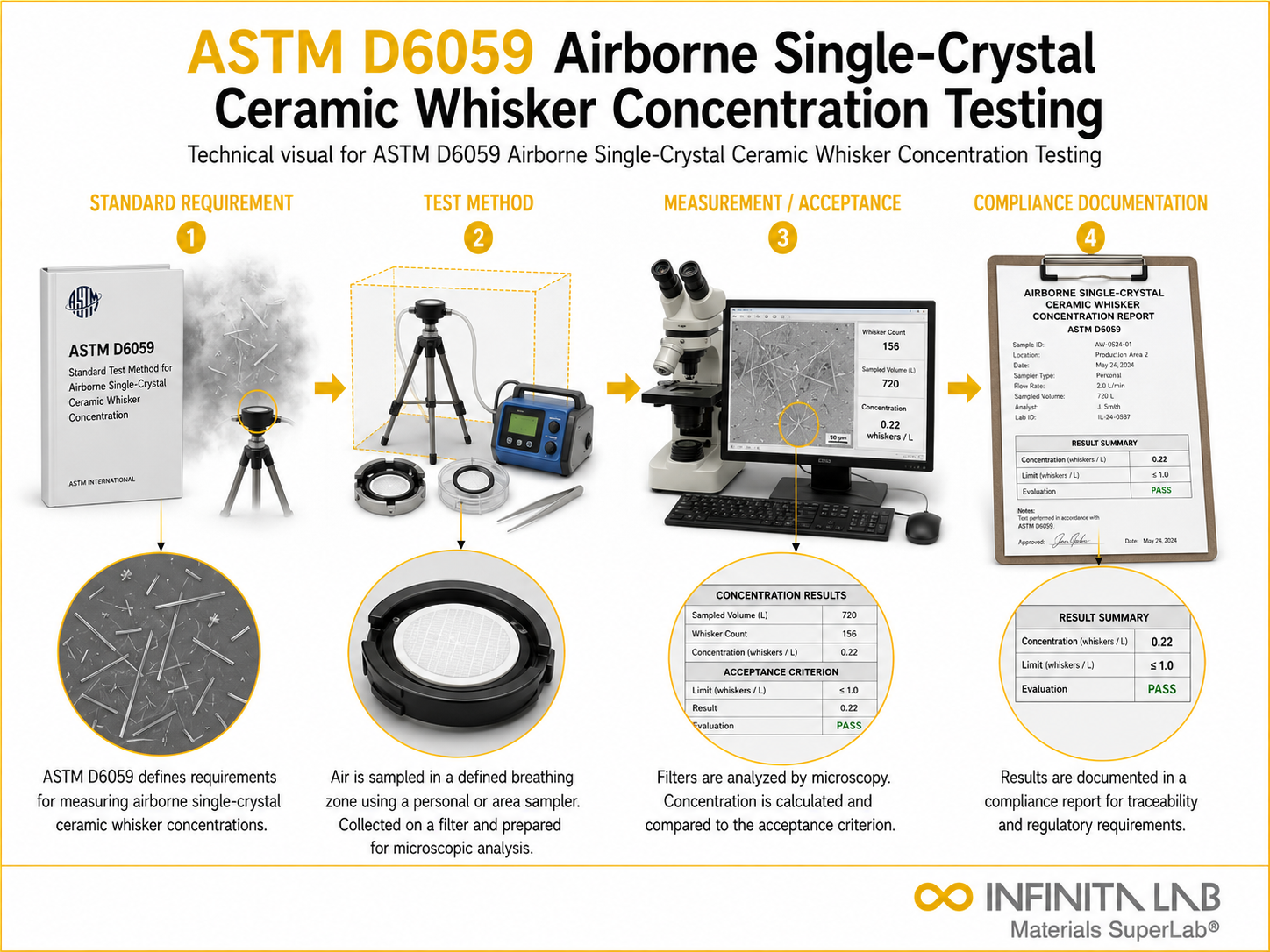 ASTM D6059 Airborne Single-Crystal Ceramic Whisker Concentration Testing