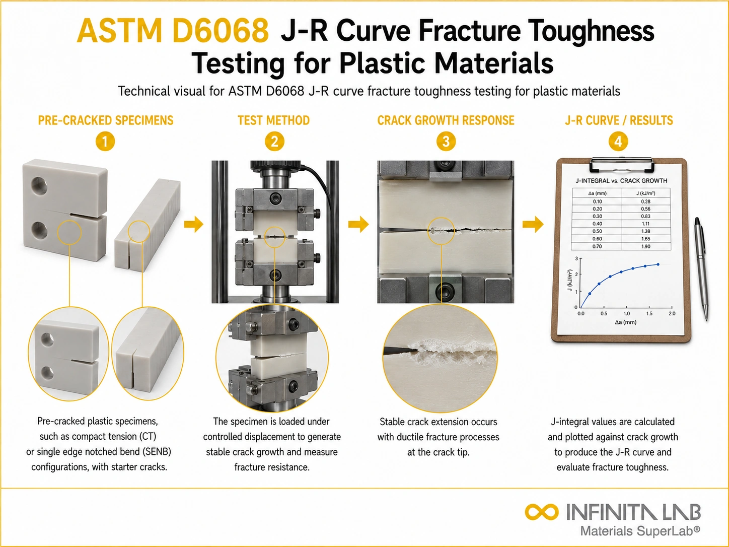 ASTM D6068: Plastic J R Curve Fracture Toughness Testing Services