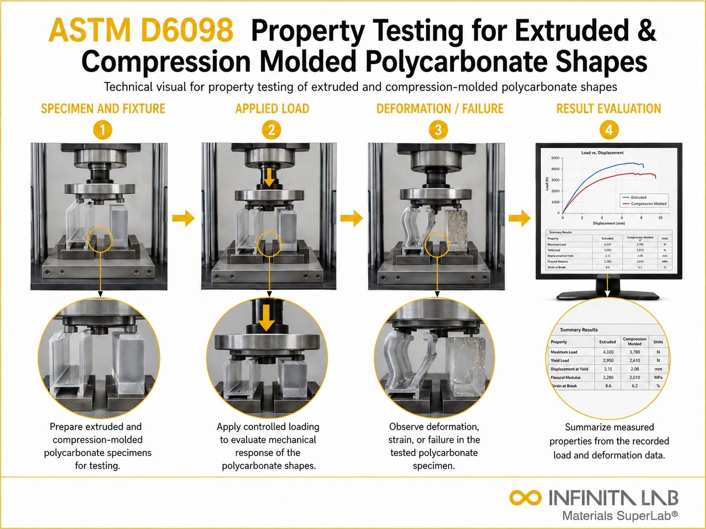 ASTM D6098 Property Testing for Extruded & Compression Molded Polycarbonate Shapes