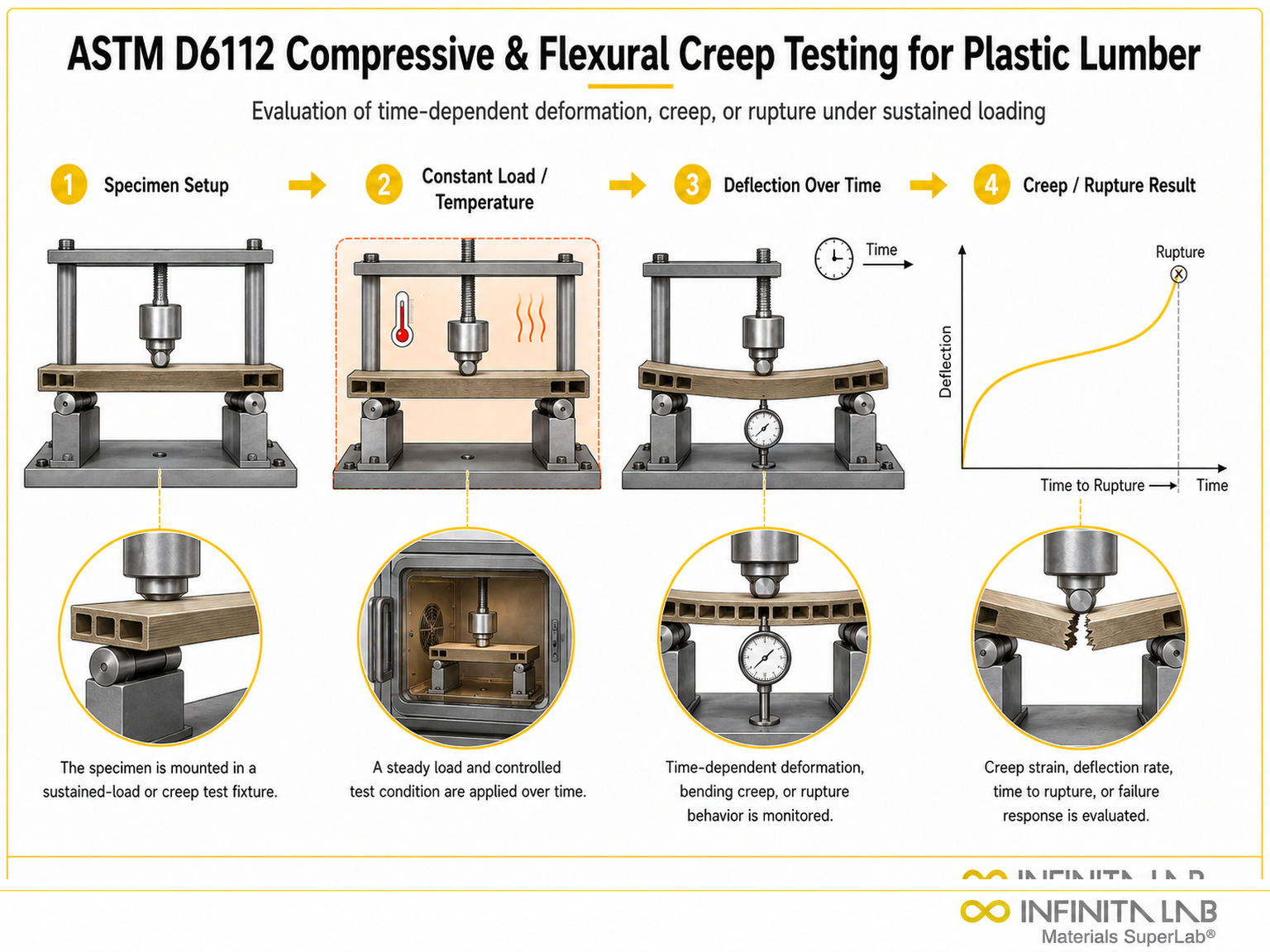 ASTM D6112 Compressive & Flexural Creep Testing for Plastic Lumber