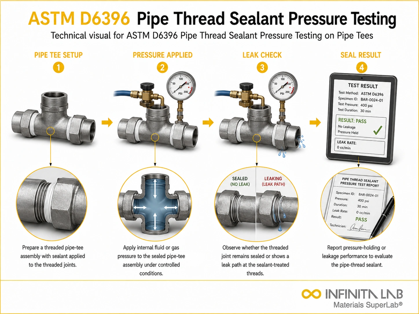 ASTM D6396 Pipe Thread Sealant Pressure Testing on Pipe Tees