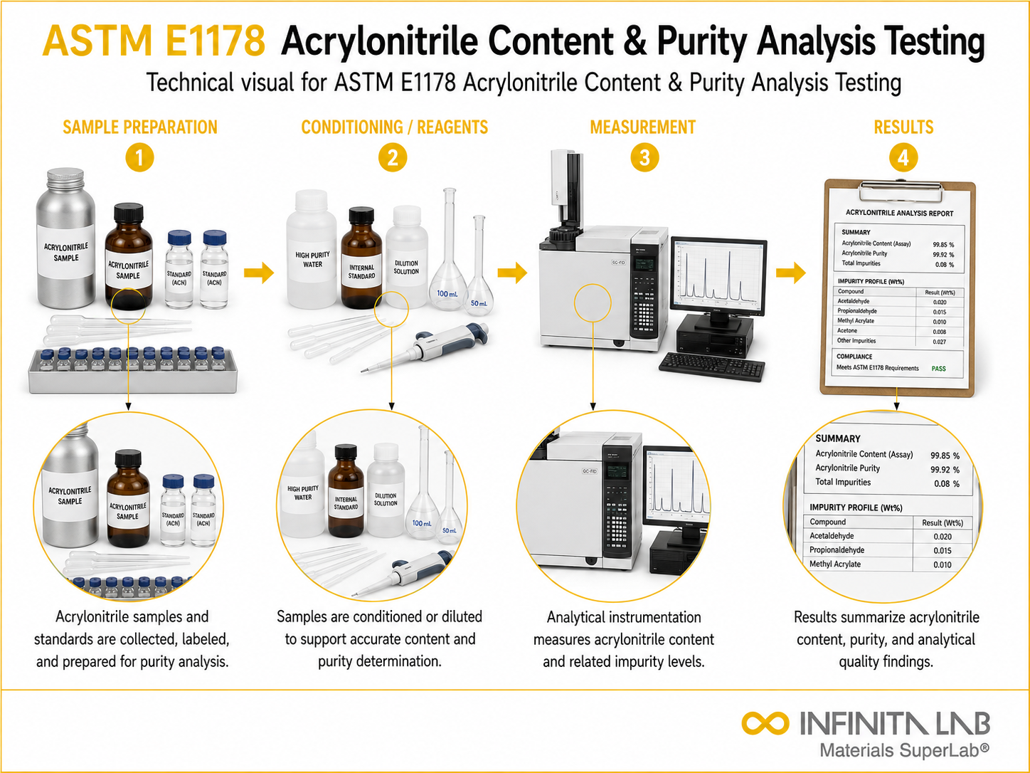 ASTM E1178 Acrylonitrile Content & Purity Analysis Testing