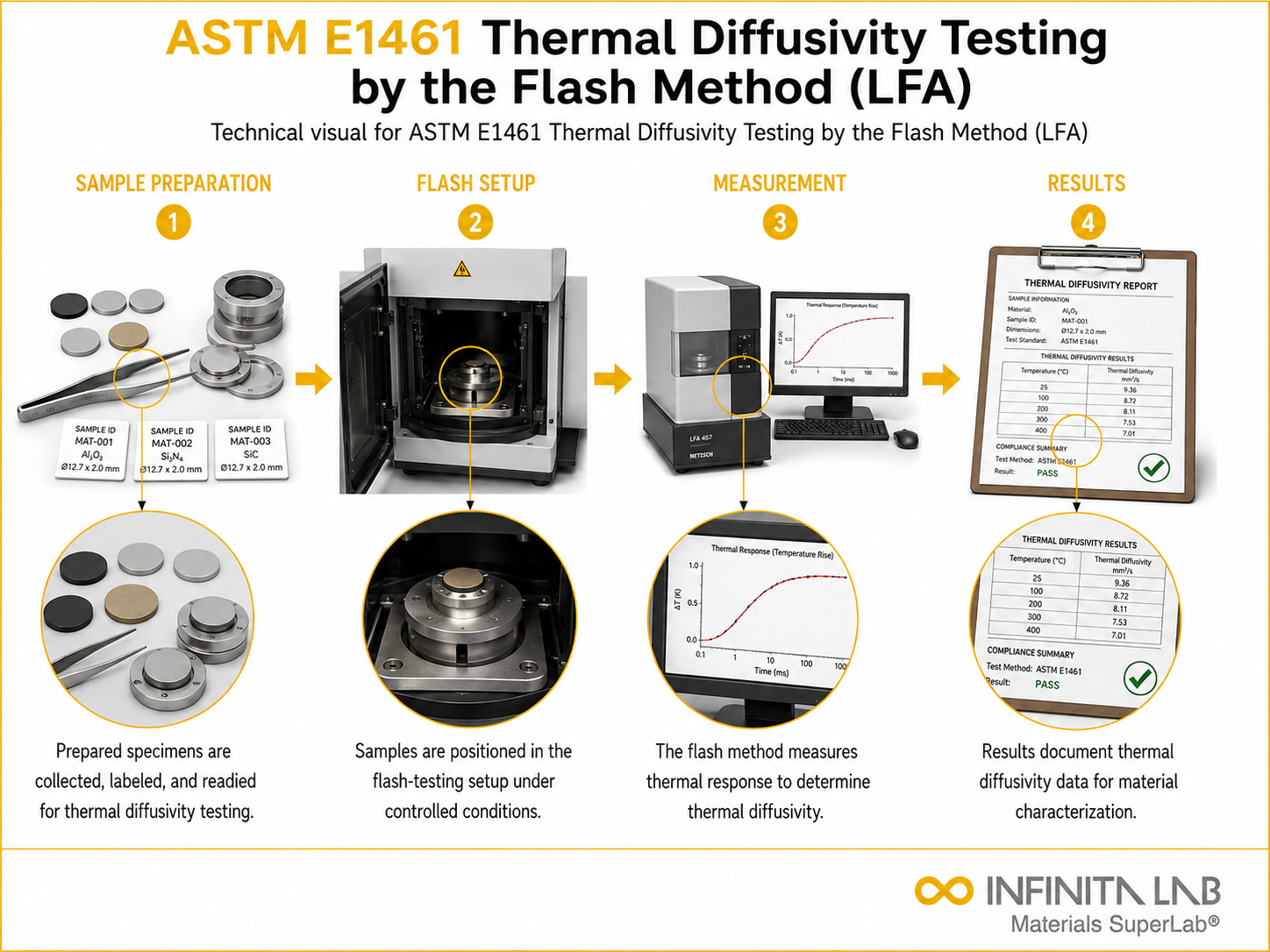 ASTM E1461 Thermal Diffusivity Testing by the Flash Method (LFA)