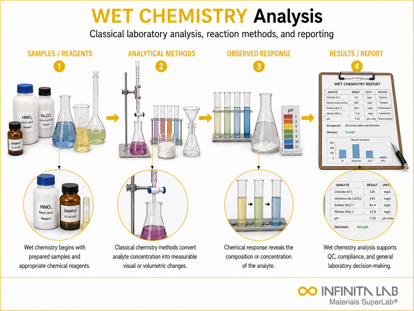 Infinita Engineering Visual showing Wet Chemistry Analysis general technical visual / needs light review workflow for wet chemistry analysis.