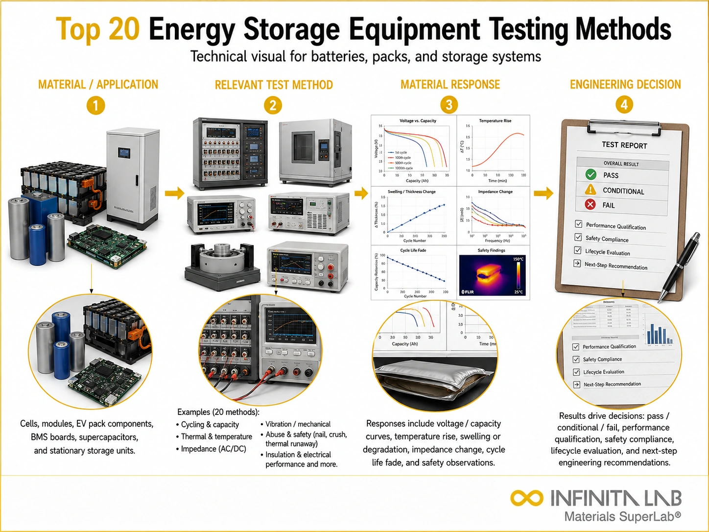 Infinita Engineering Visual showing Top 20 Energy general testing / industry guide workflow for top 20 energy storage equipment testing methods.