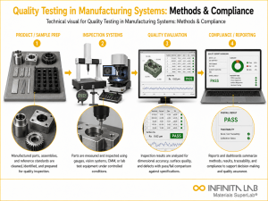 Infinita Engineering Visual showing Quality Testing In microscopy / imaging workflow for quality testing in manufacturing systems: methods & compliance.