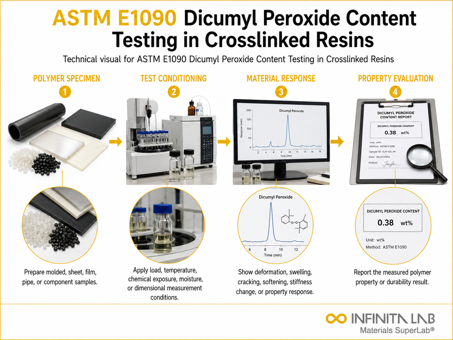 ASTM E1090 Dicumyl Peroxide Content Testing in Crosslinked Resins
