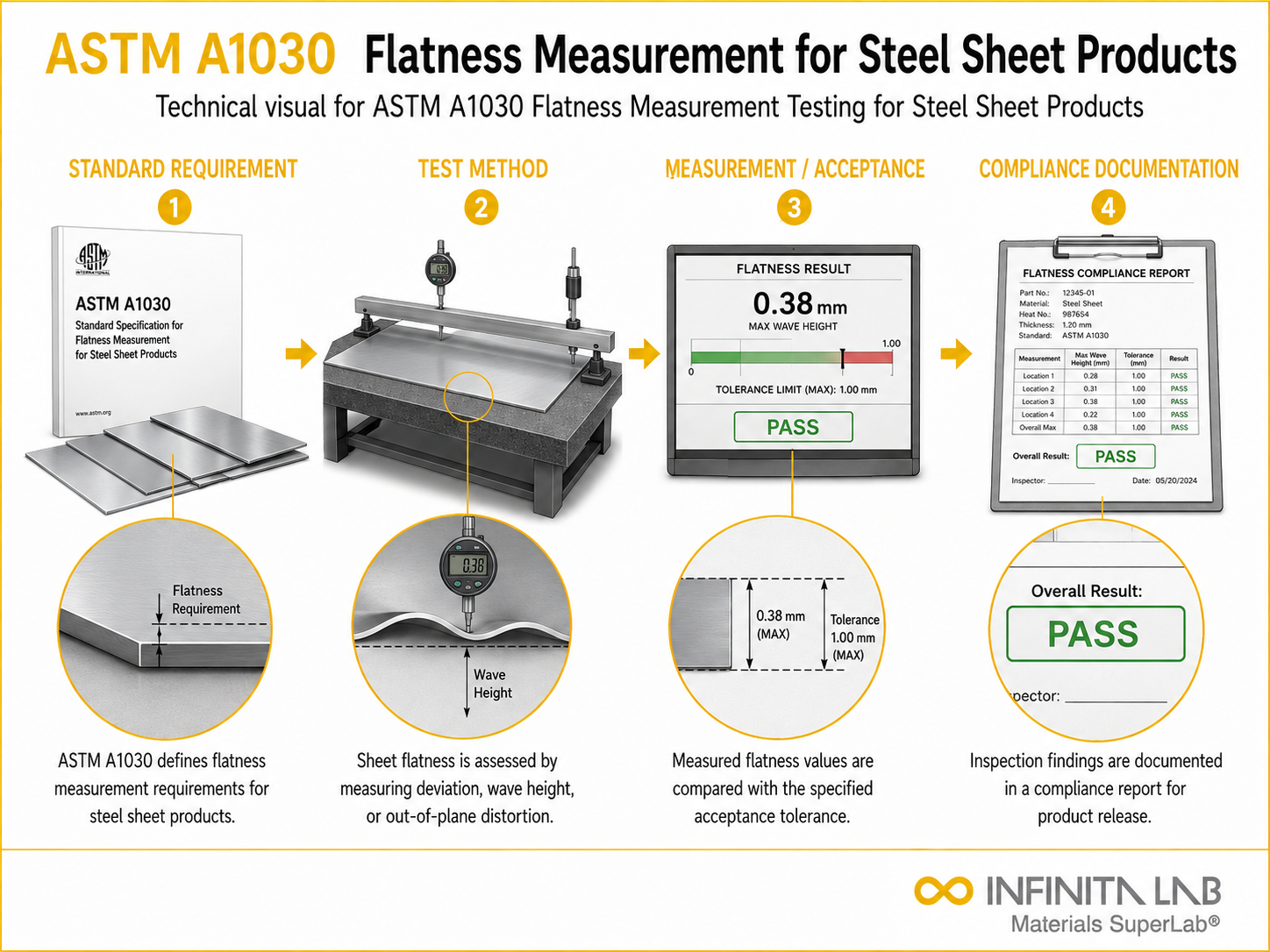 ASTM A1030: Steel Sheet Flatness Measurement Testing Services