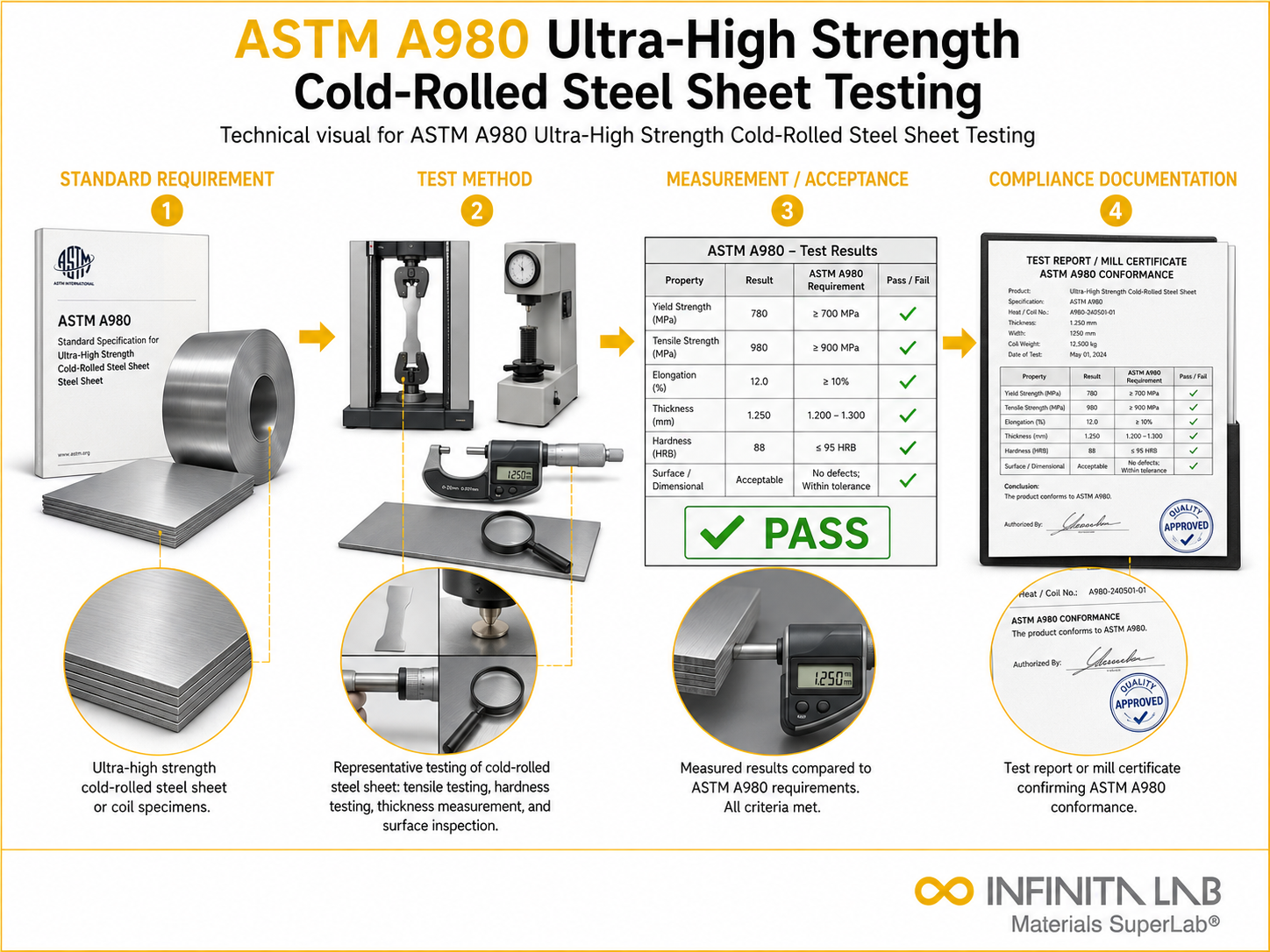 ASTM A980 Ultra-High Strength Cold-Rolled Steel Sheet Testing