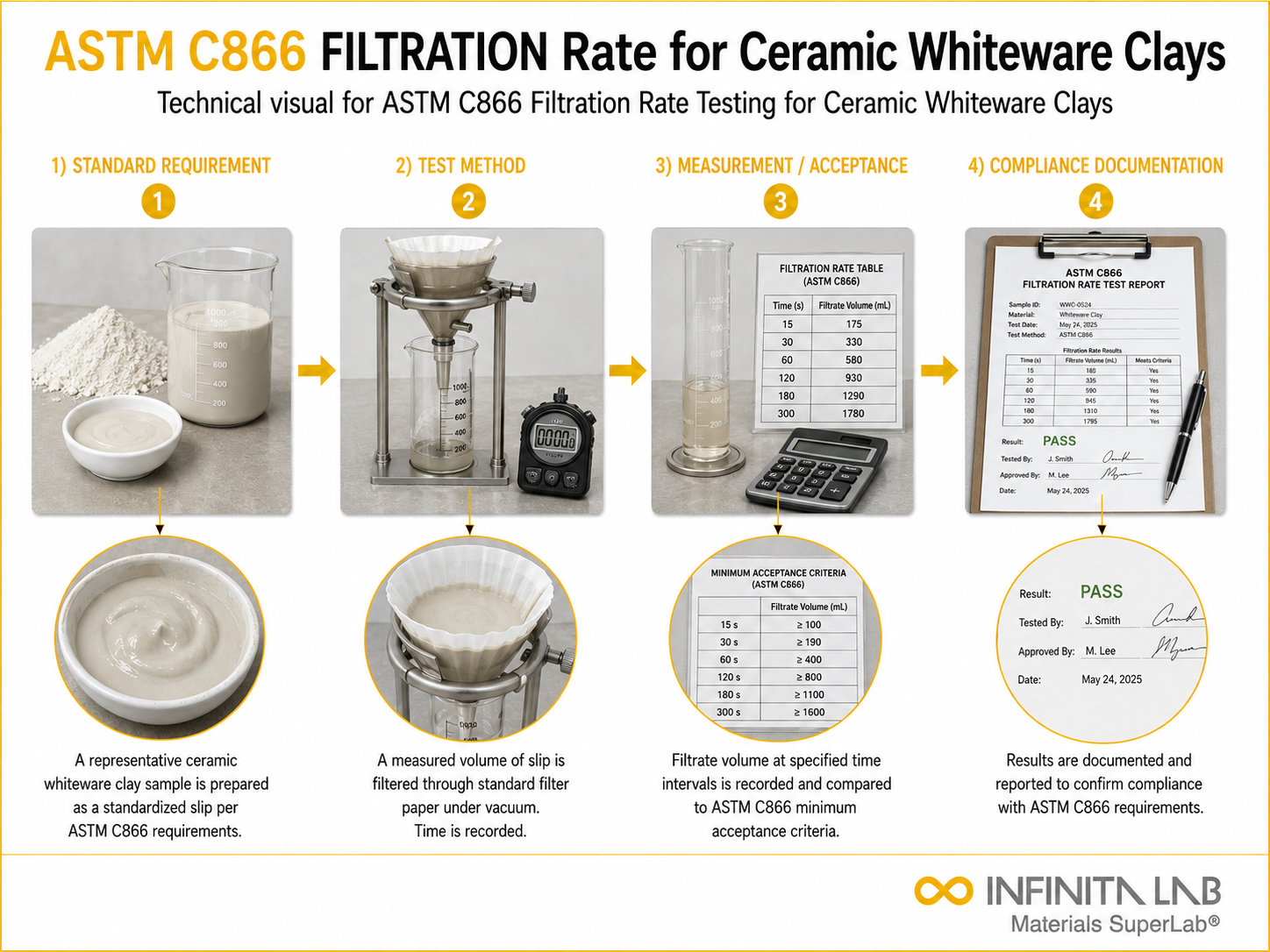 ASTM C866 Filtration Rate Testing for Ceramic Whiteware Clays