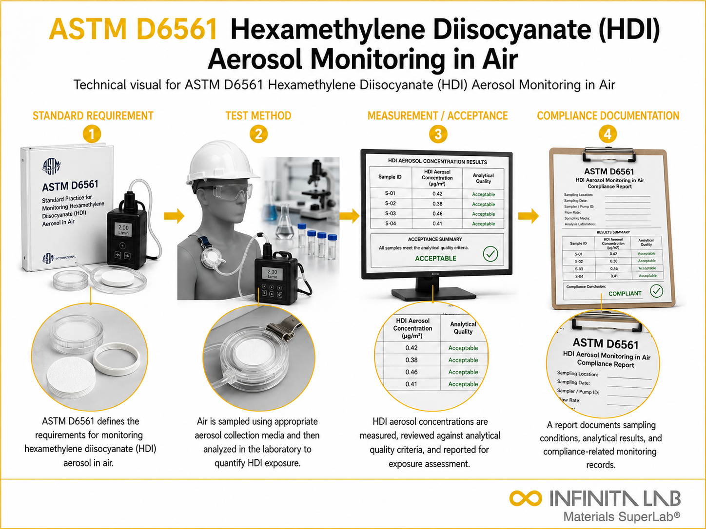 ASTM D6561 Hexamethylene Diisocyanate (HDI) Aerosol Monitoring in Air