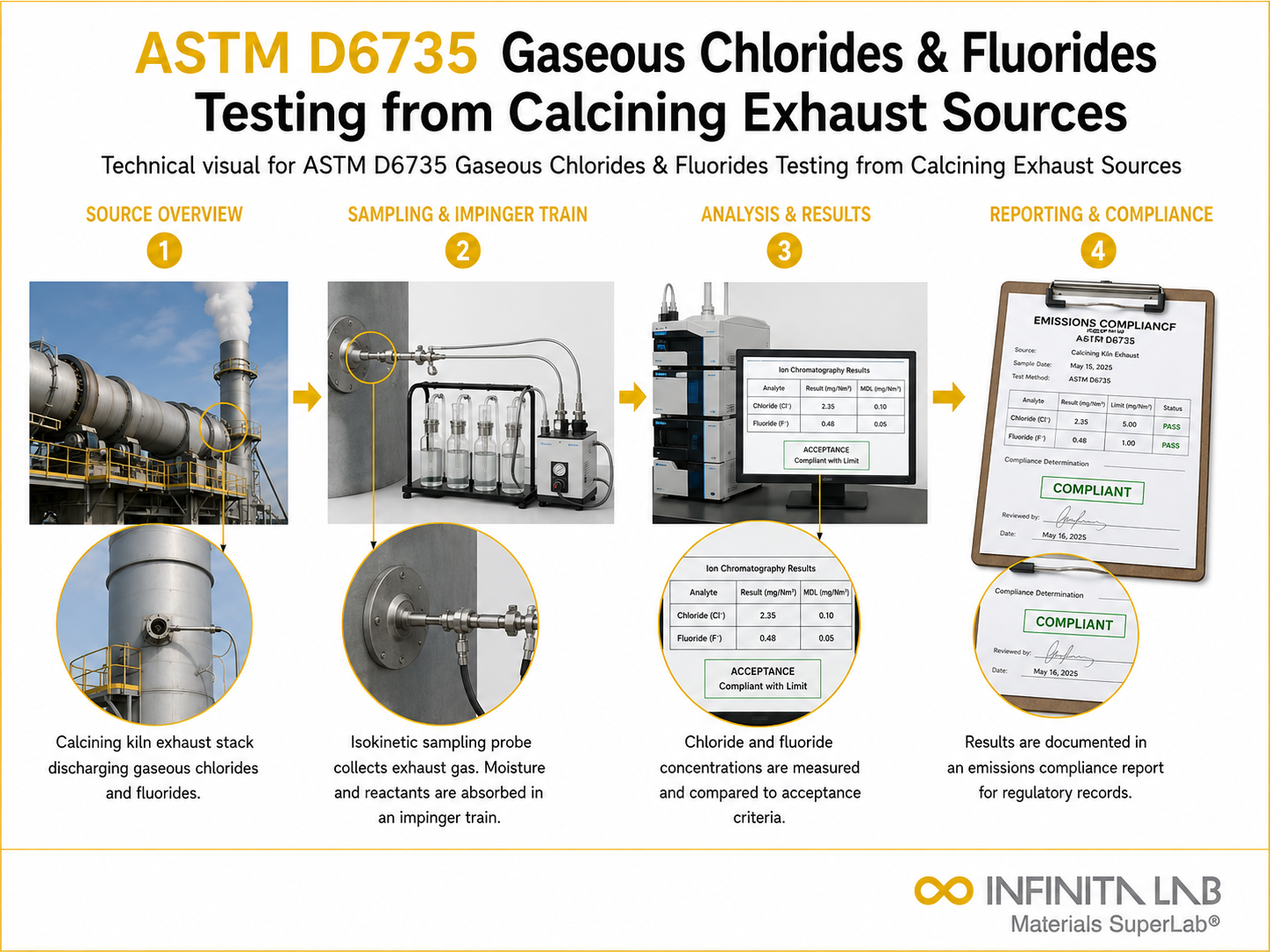 ASTM D6735 Gaseous Chlorides & Fluorides Testing from Calcining Exhaust Sources