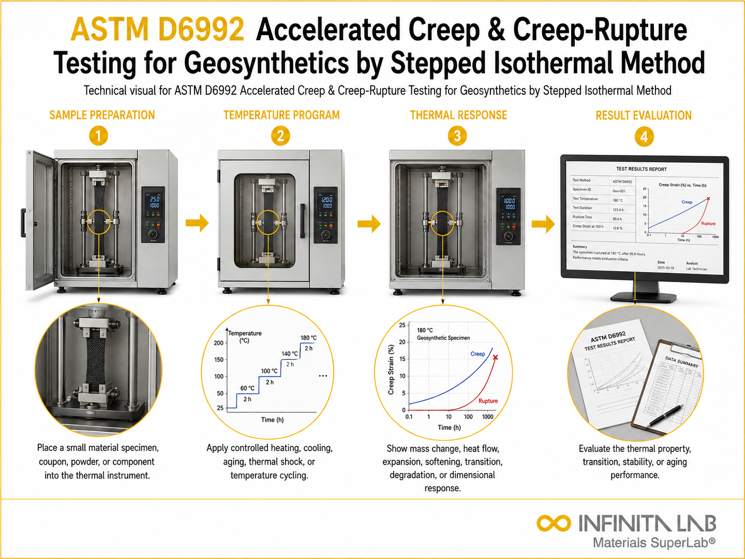 ASTM D6992 Accelerated Creep & Creep-Rupture Testing for Geosynthetics by Stepped Isothermal Method