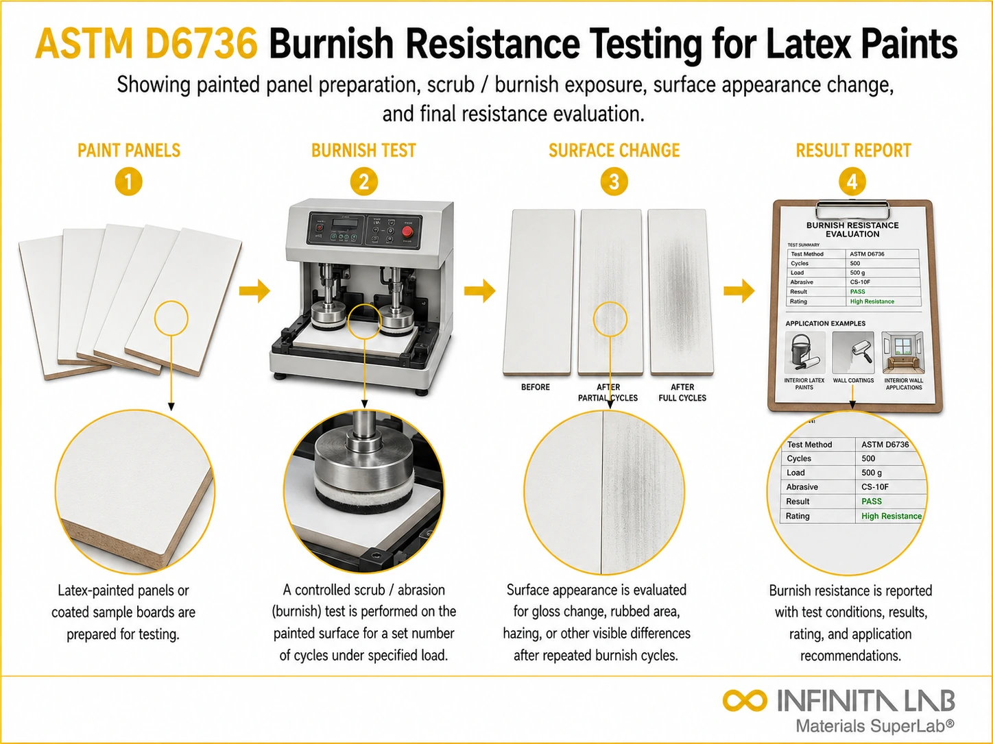 ASTM D6736: Latex Paint Burnish Resistance Testing Services