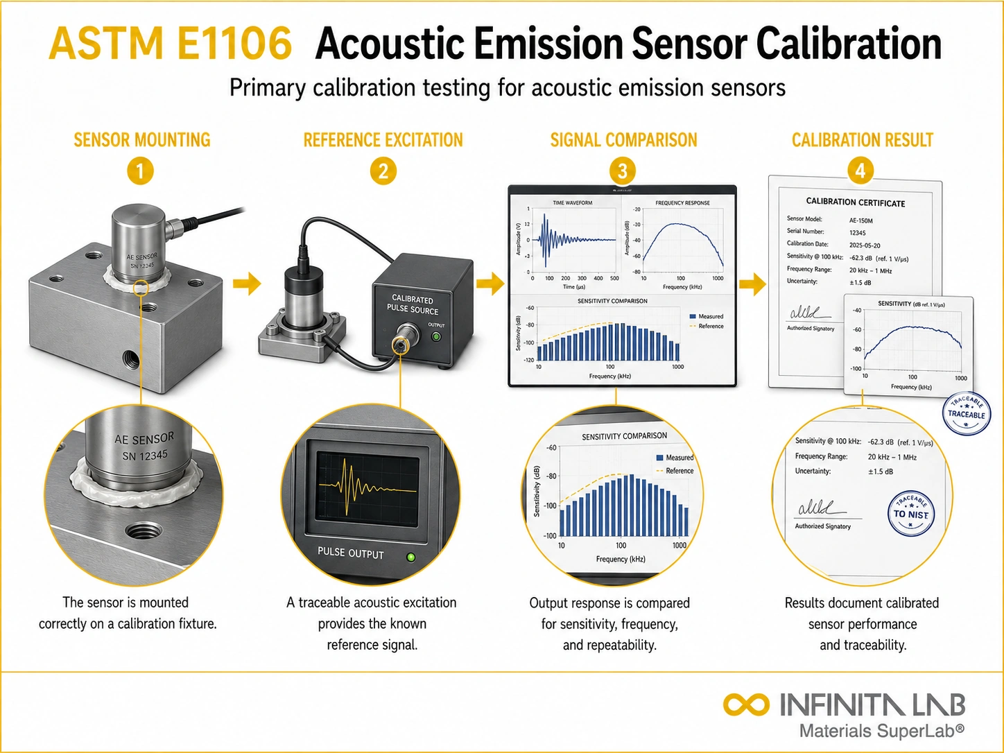 ASTM E1106 Primary Calibration Testing for Acoustic Emission Sensors