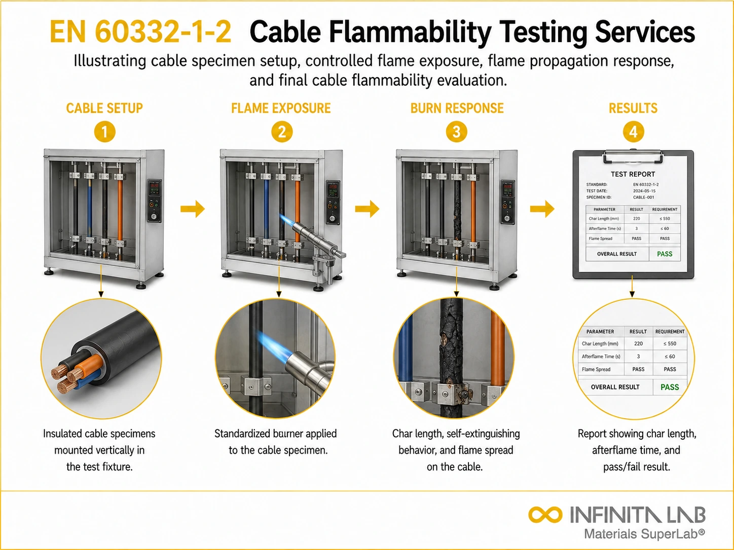 EN 60332-1-2 Cable Flammability Testing Services