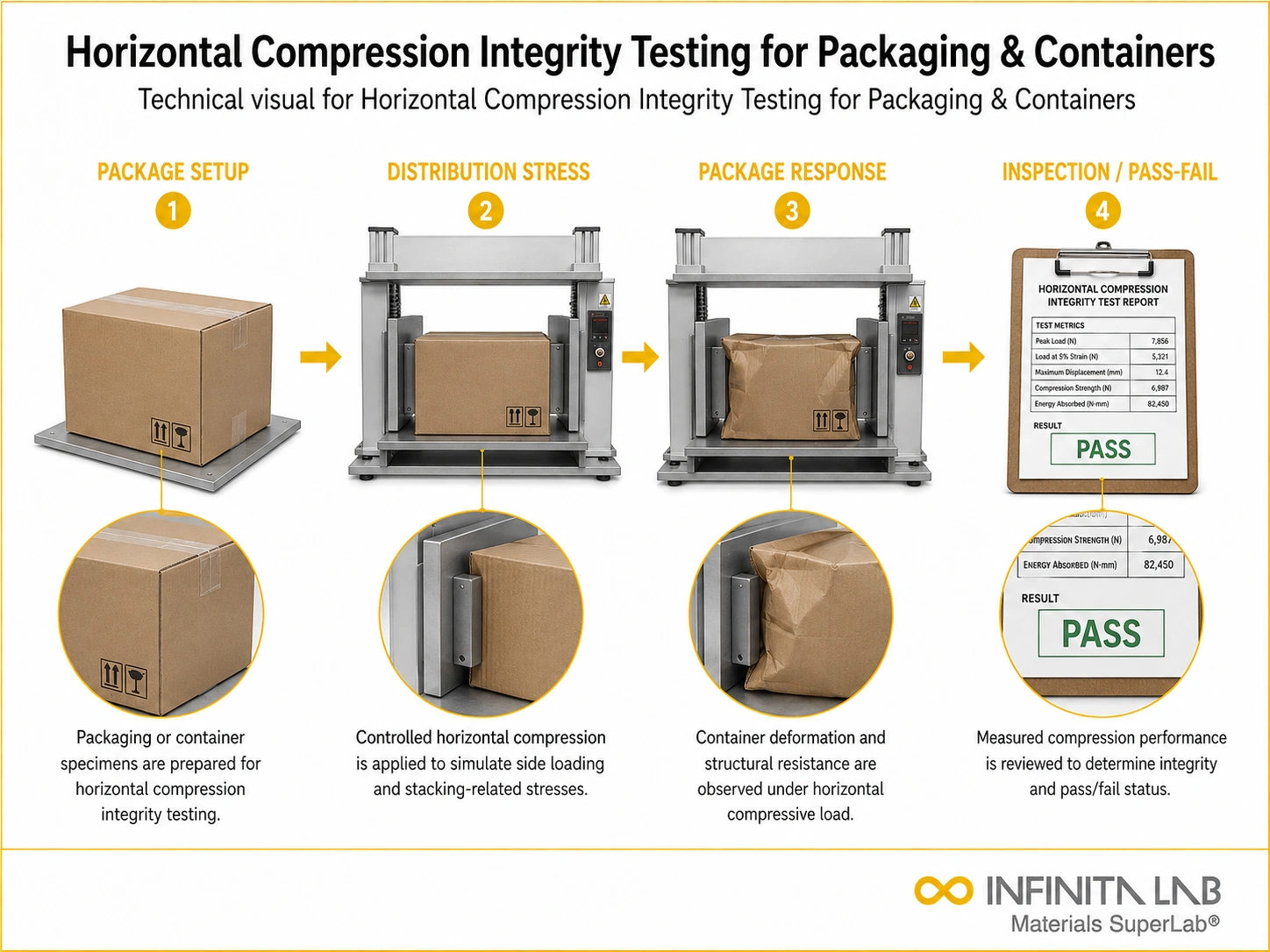Horizontal Compression Integrity Testing for Packaging & Containers