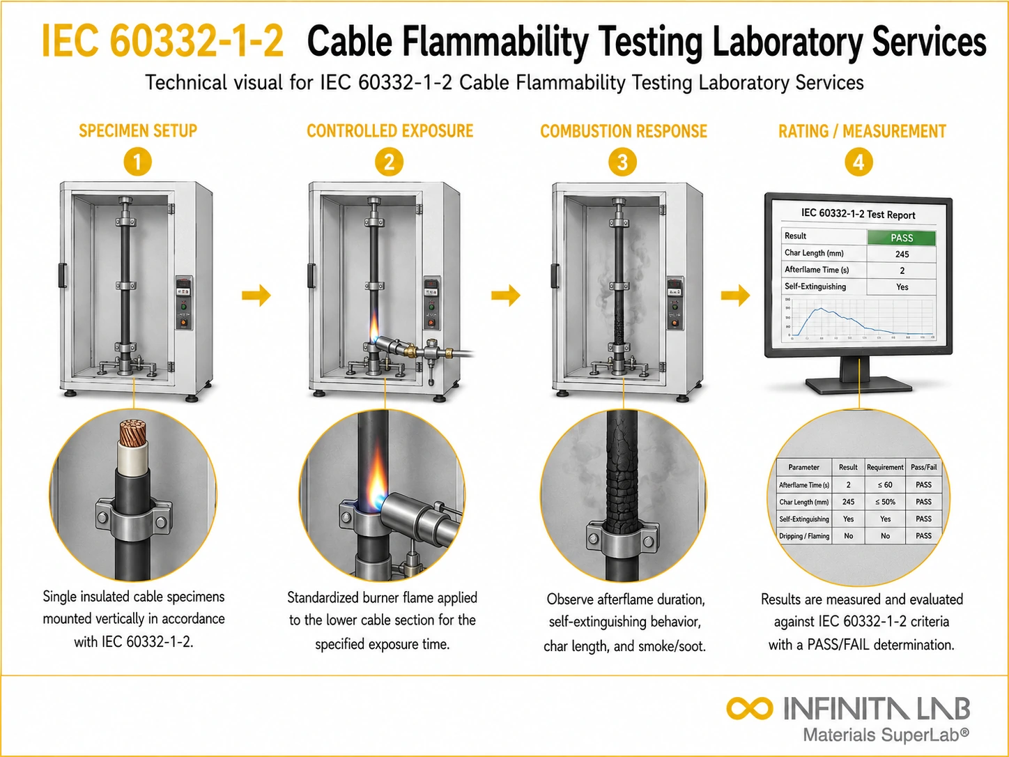IEC 60332-1-2 Cable Flammability Testing Laboratory Services