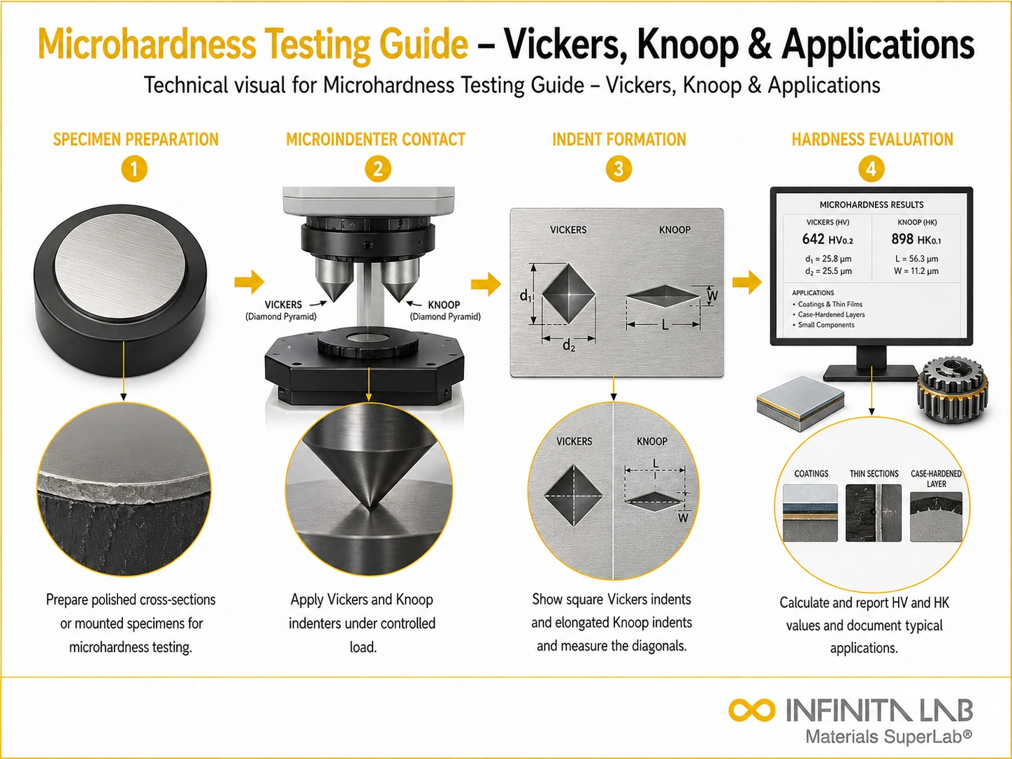 Microhardness Testing Guide – Vickers, Knoop & Applications
