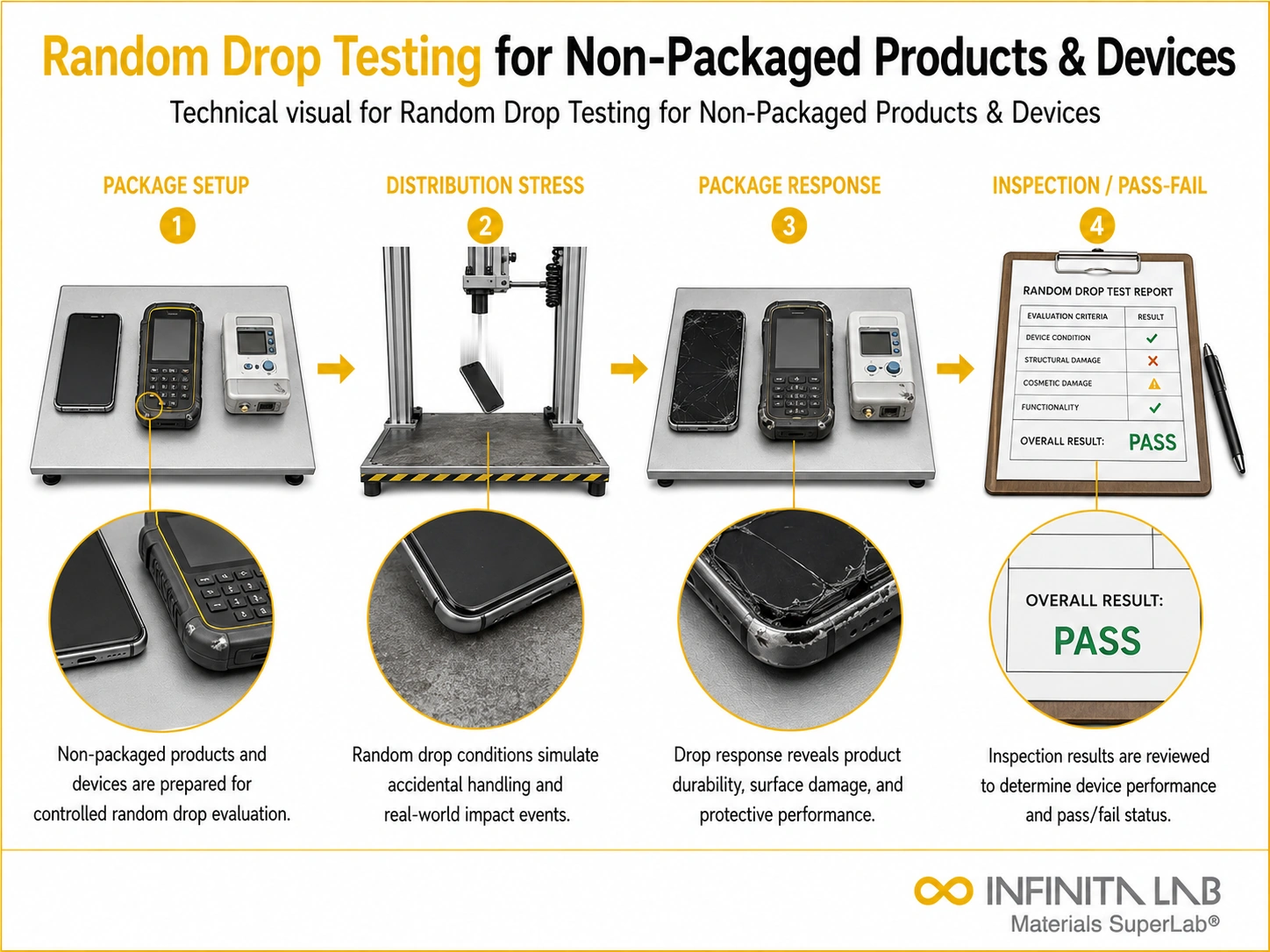 Random Drop Testing for Non-Packaged Products & Devices
