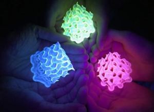 Luminescent material sample emitting bright light under UV excitation for optical testing