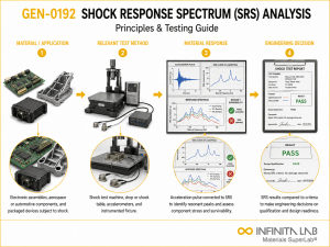 Infinita Engineering Visual showing Shock Response Spectrum general testing / industry guide workflow for shock response spectrum (srs) analysis: principles & testing guide.