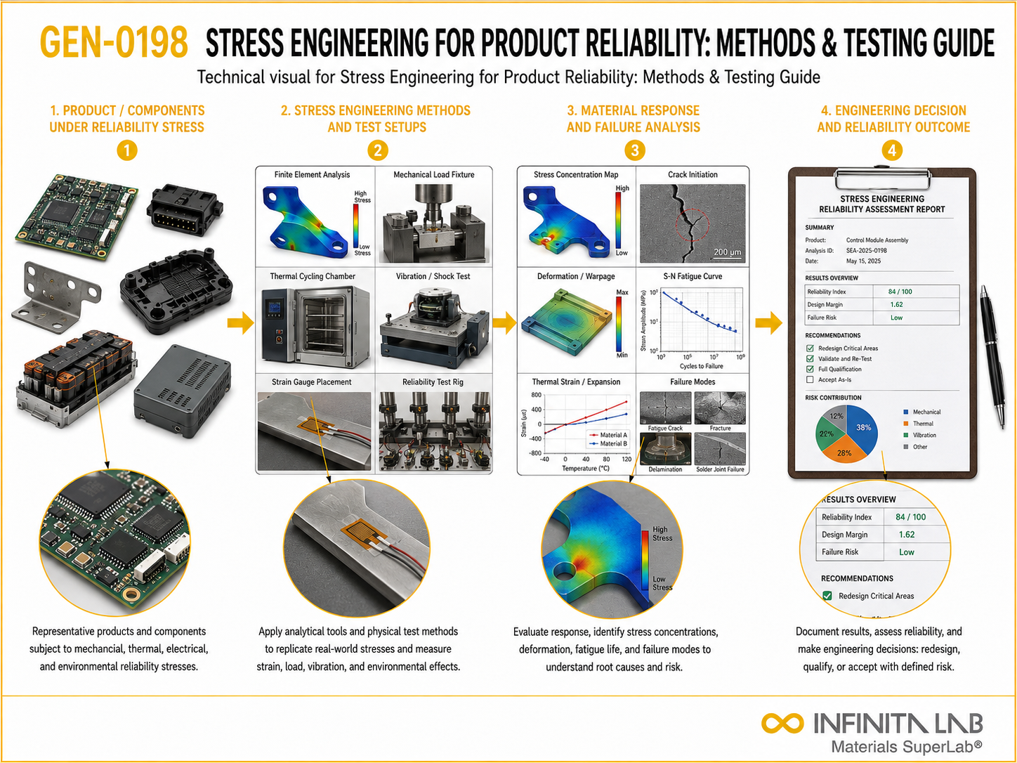 Infinita Engineering Visual showing Stress Engineering For general testing / industry guide workflow for stress engineering for product reliability: methods & testing guide.