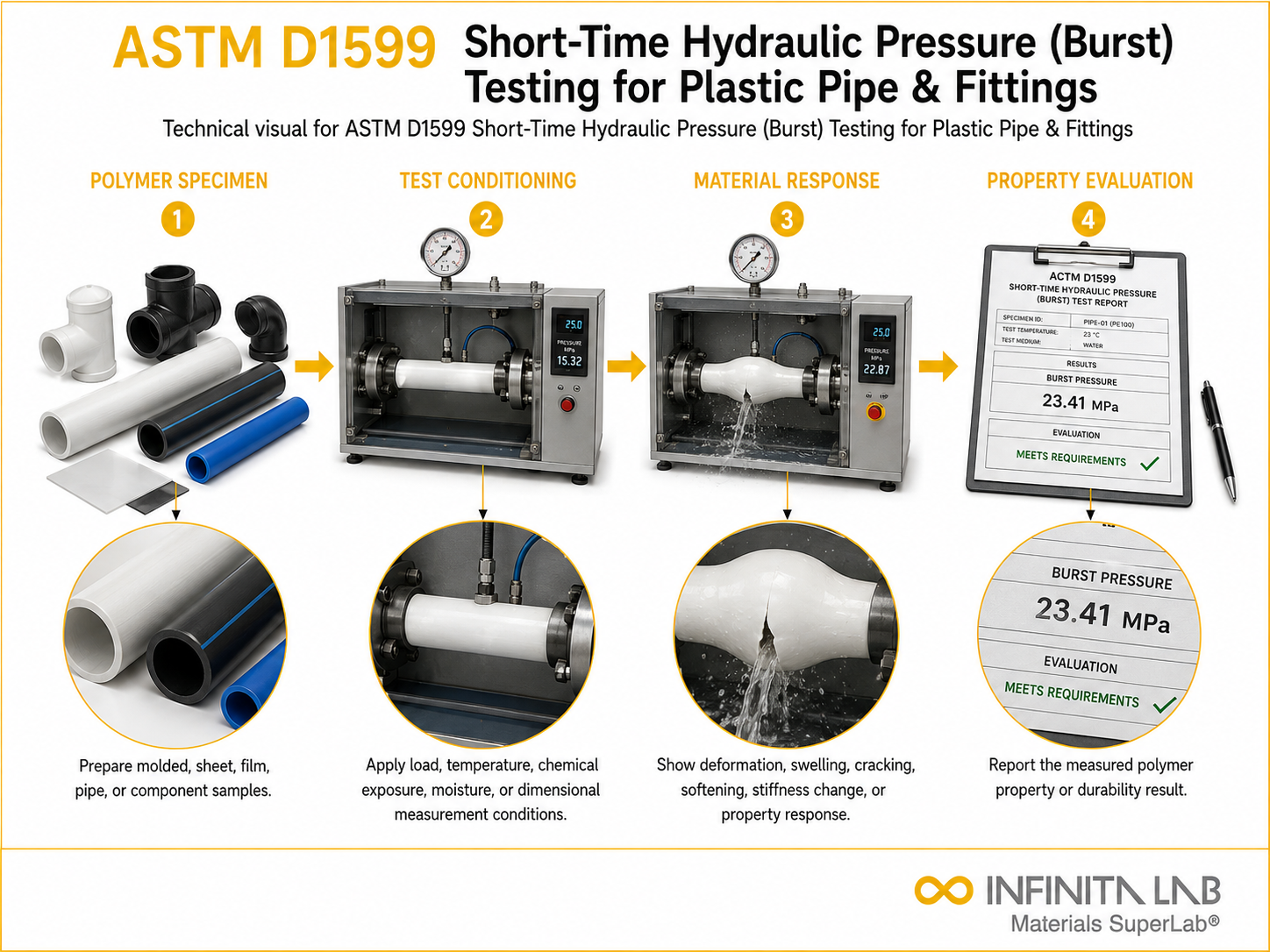 ASTM D1599 Short-Time Hydraulic Pressure (Burst) Testing for Plastic Pipe & Fittings