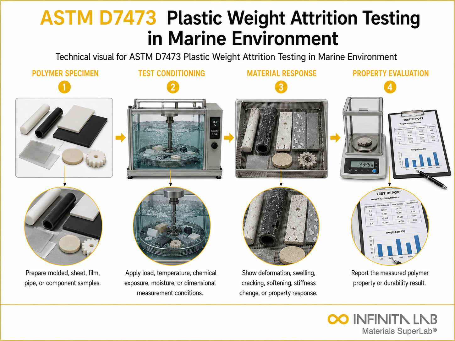 ASTM D7473 Plastic Weight Attrition Testing in Marine Environment