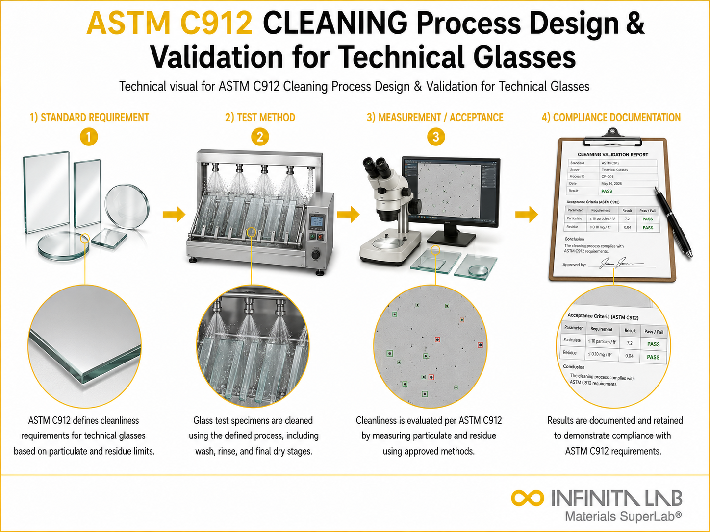 ASTM C912 Cleaning Process Design & Validation for Technical Glasses