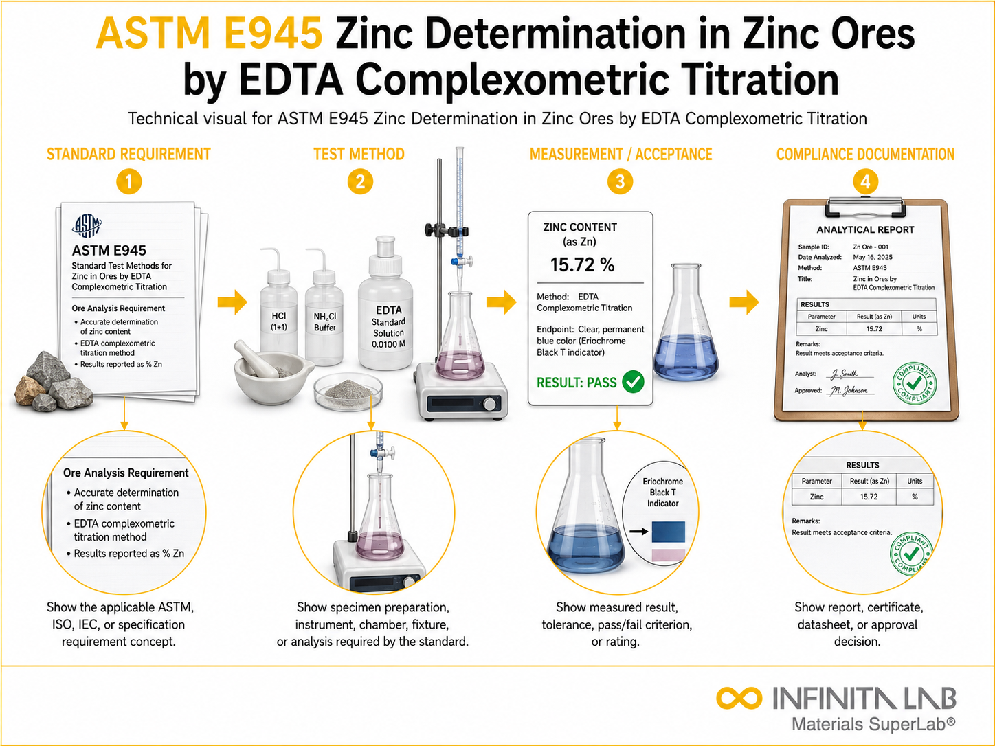 ASTM E945 Test to Determine Zinc in Zinc Ores and Concentrates by EDTA Complexometric Titrimetry
