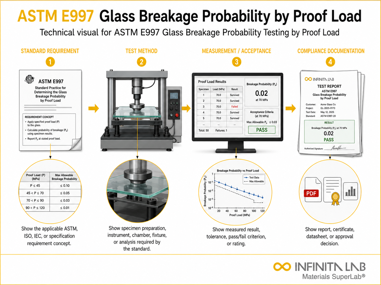 ASTM E997 Glass Breakage Probability Testing by Proof Load