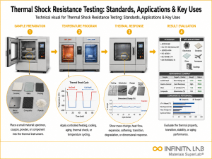 Infinita Engineering Visual showing Thermal Shock Resistance thermal shock / cycling workflow for thermal shock resistance testing: standards, applications & key uses.