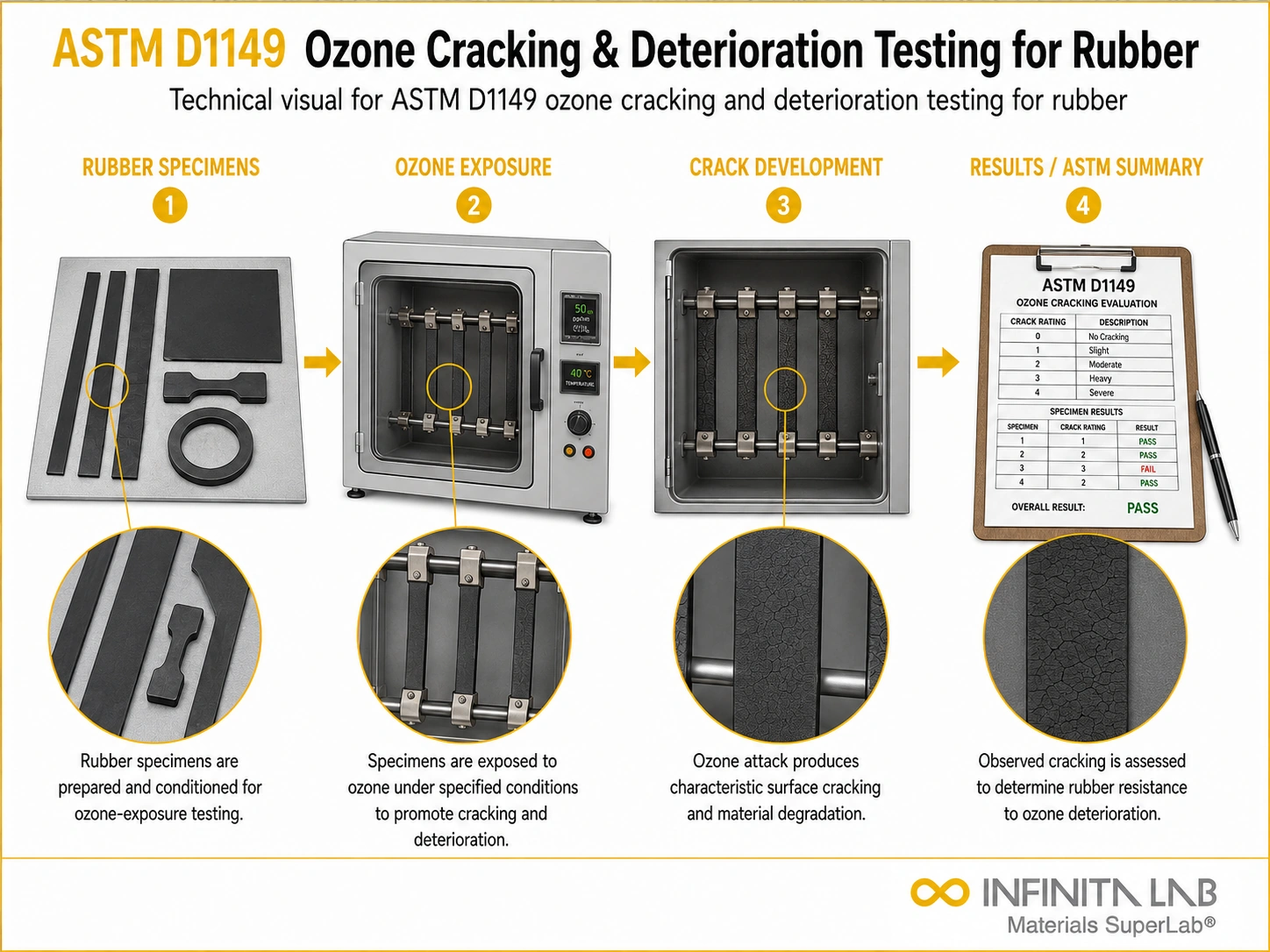 ASTM D1149 Ozone Cracking & Deterioration Testing for Rubber