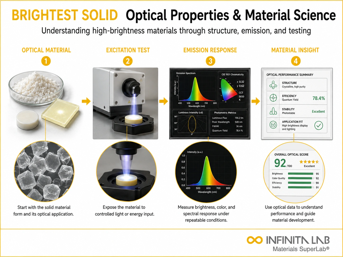 Infinita Engineering Visual showing Researchers Invent The general testing / industry guide workflow for researchers invent the brightest solid ever: optical properties & material science.