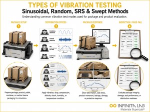 Infinita Engineering Visual showing Types Of Vibration transport / distribution simulation workflow for types of vibration testing: sinusoidal, random, srs & swept methods.