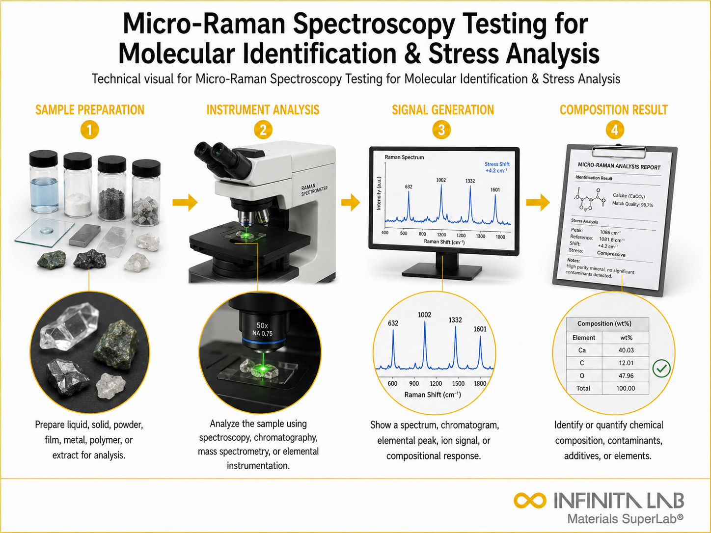 Micro-Raman Spectroscopy Testing for Molecular Identification & Stress Analysis