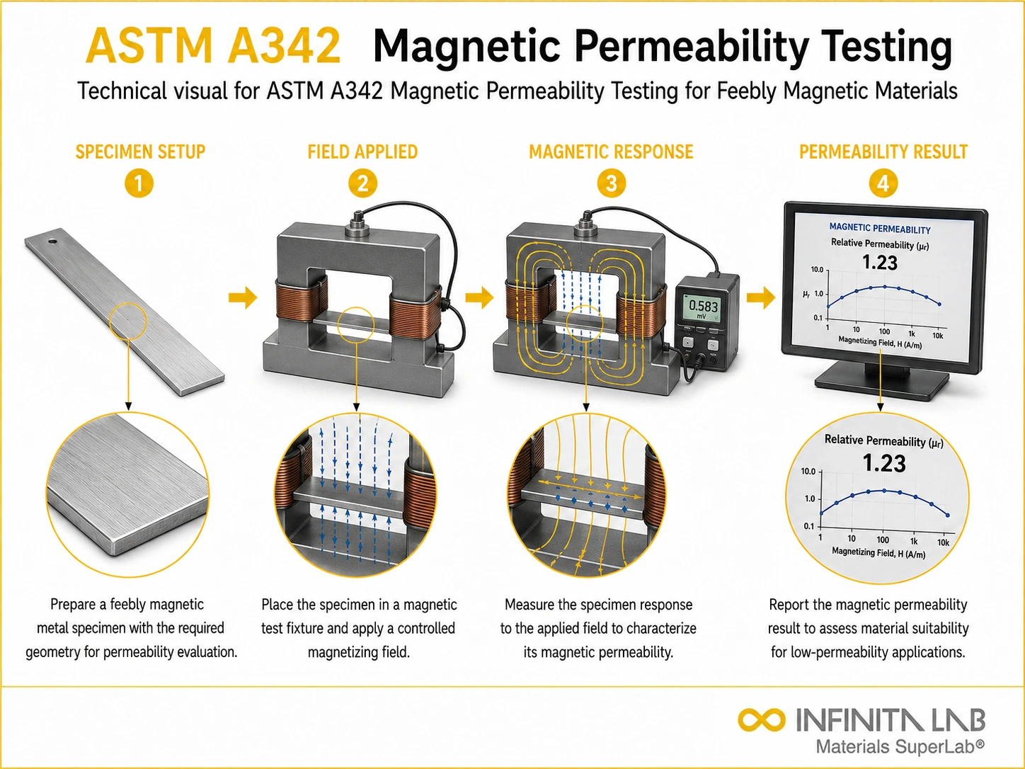 ASTM A342 Magnetic Permeability Testing for Feebly Magnetic Materials