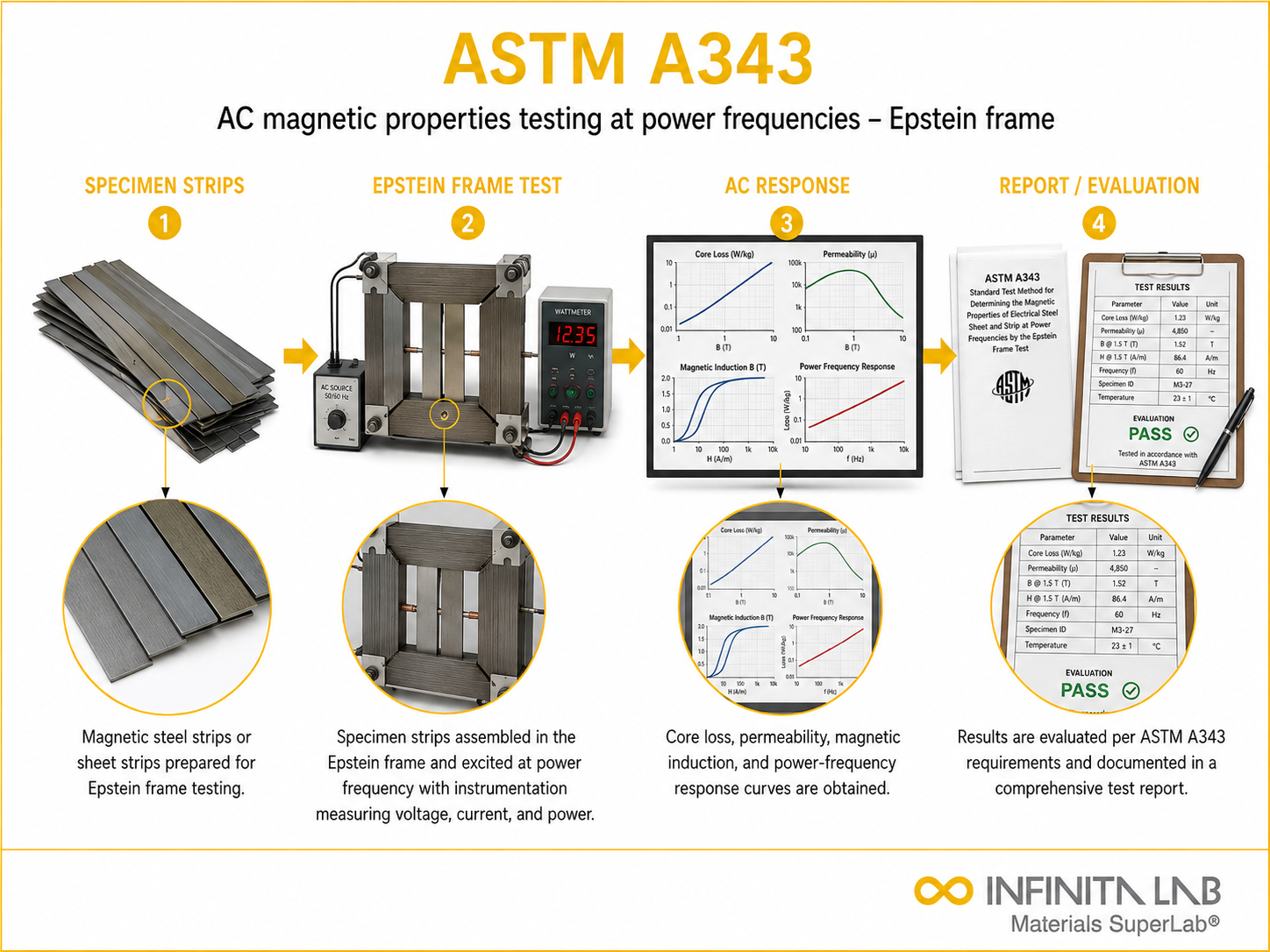 ASTM A348: AC Magnetic Properties Epstein Frame Testing Services