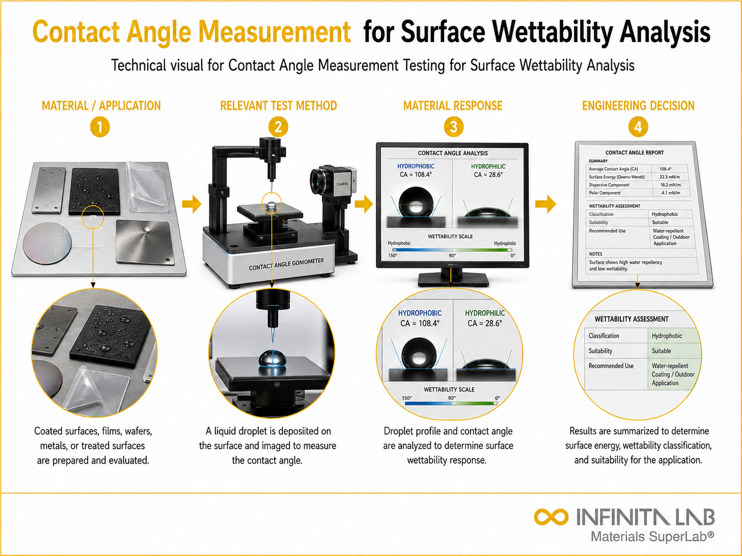 Contact Angle Measurement Testing for Surface Wettability Analysis