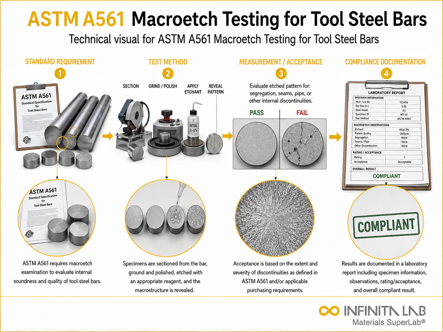ASTM A561 Macroetch Testing for Tool Steel Bars