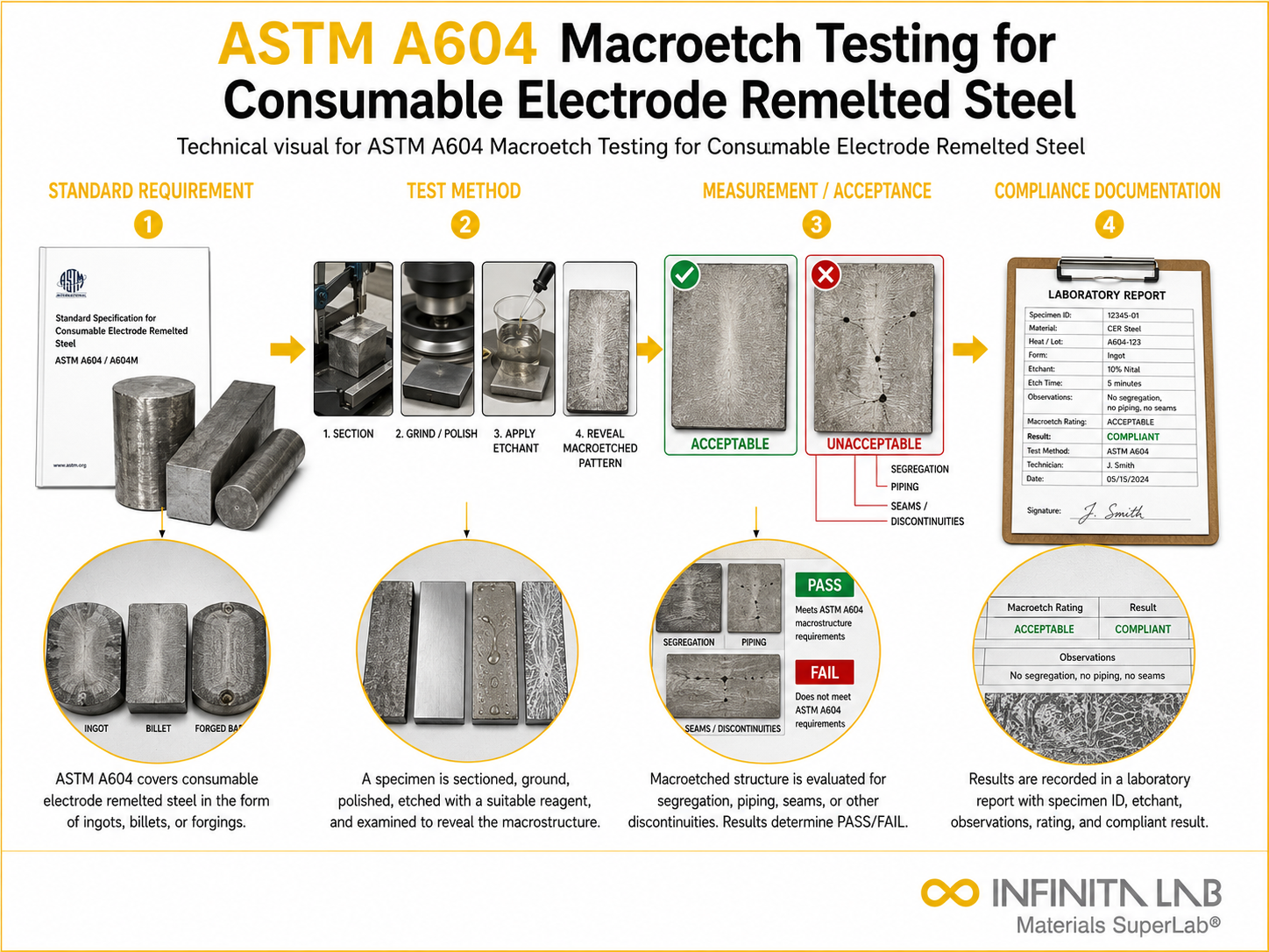 ASTM A604 Macroetch Testing for Consumable Electrode Remelted Steel