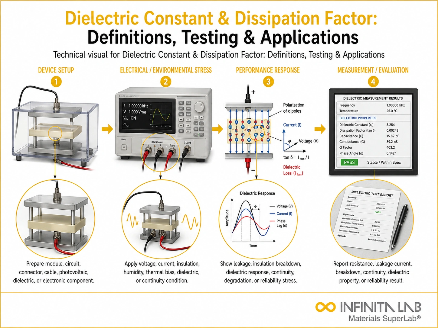 Infinita Engineering Visual showing Dielectric Constant Dissipation dielectric / insulation / electrical workflow for dielectric constant & dissipation factor: definitions, testing & applications.