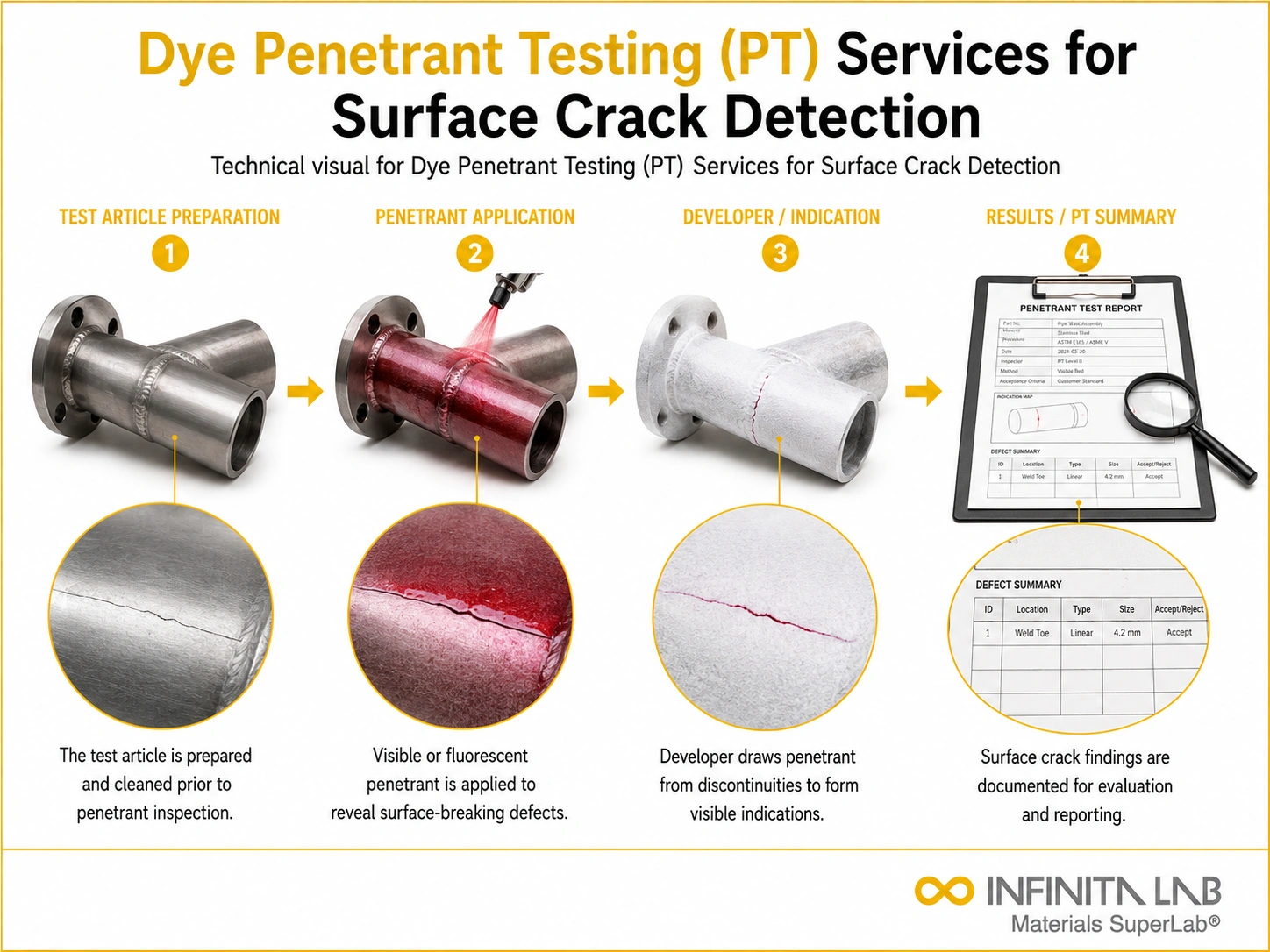 Dye Penetrant Testing (PT) Services for Surface Crack Detection